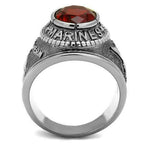 Jewellery Kingdom Marines Mens Ruby Oval Signet Pinky Steel Ring (Silver) - Jewelry Rings - British D'sire