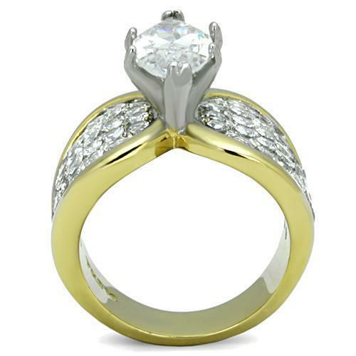 Jewellery Kingdom Marquise 4 Carat Cz Steel Ladies 18kt Sparkling All Sizes Ring (Gold) Secondary image