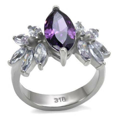 Jewellery Kingdom Marquise Amethyst Purple Stainless Steel Ring (Silver) - Jewelry Rings - British D'sire