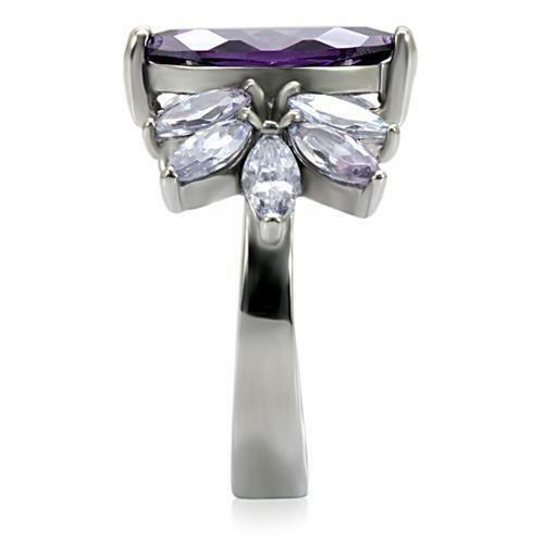Jewellery Kingdom Marquise Amethyst Purple Stainless Steel Ring (Silver) - Jewelry Rings - British D'sire