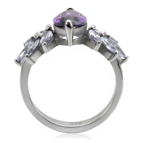 Jewellery Kingdom Marquise Amethyst Purple Stainless Steel Ring (Silver) - Jewelry Rings - British D'sire