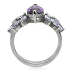 Jewellery Kingdom Marquise Amethyst Purple Stainless Steel Ring (Silver) - Jewelry Rings - British D'sire
