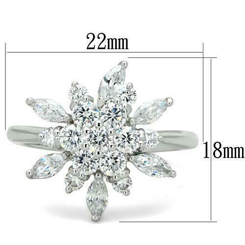 Jewellery Kingdom Marquise Cluster Dress Rhodium Ladies Cubic Zirconia Ring (Silver) Secondary image