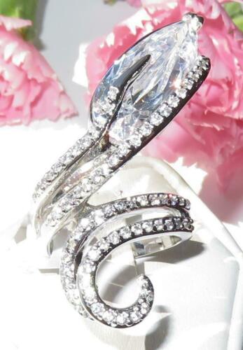 Jewellery Kingdom Marquise Cocktail Cz Long Finger Statement 3 Carat Ladies Ring (Silver) Secondary image