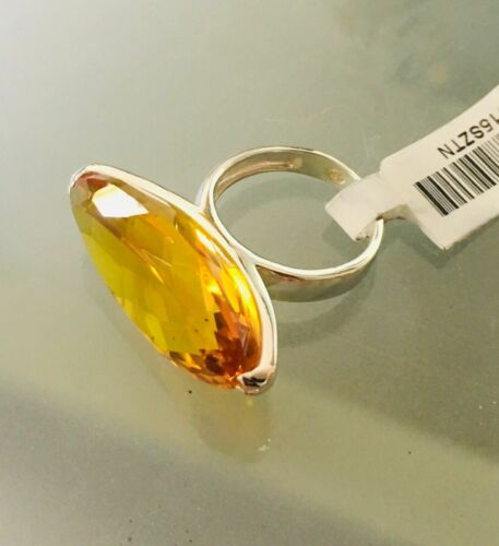 Jewellery Kingdom Marquise Cut Sterling Cubic Zirconia 8CT Solitaire Ladies Citrine Ring (Silver) - Rings - British D'sire