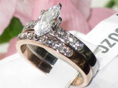 Jewellery Kingdom Marquise Cz Stainless Steel Wedding Band 2pcs Two Tone Ring Set (Rose Gold) Secondary image