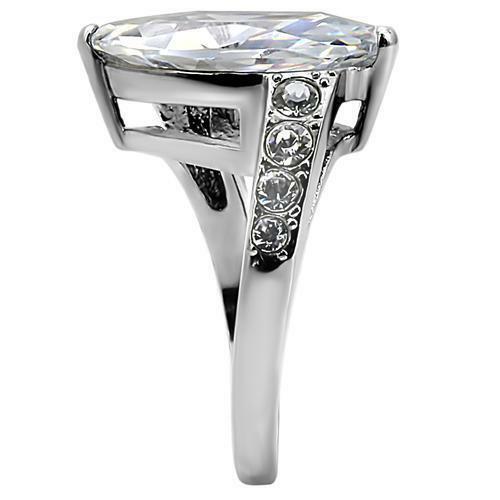 Jewellery Kingdom Marquise Ladies 4 Carat Stainless Steel Simulated Diamonds Ring (Silver) - Jewelry Rings - British D'sire