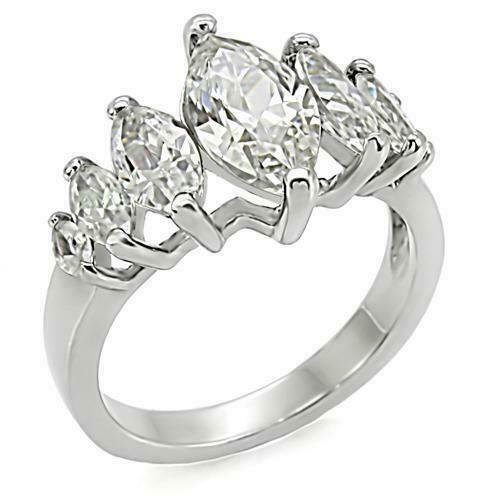 Jewellery Kingdom Marquise Ladies Cubic Zirconia Anniversary Ring (Silver) - Jewelry Rings - British D'sire