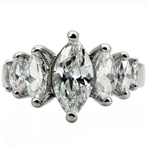 Jewellery Kingdom Marquise Ladies Cubic Zirconia Anniversary Ring (Silver) - Jewelry Rings - British D'sire