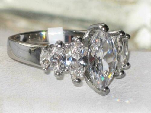 Jewellery Kingdom Marquise Ladies Cubic Zirconia Anniversary Ring (Silver) - Jewelry Rings - British D'sire
