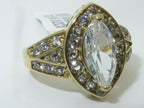 Jewellery Kingdom Marquise Ladies Cz Accents 18kt Steel Pave Sparkling Stamped Ring (Gold) - Jewelry Rings - British D'sire