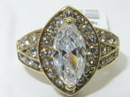 Jewellery Kingdom Marquise Ladies Cz Accents 18kt Steel Pave Sparkling Stamped Ring (Gold) - Jewelry Rings - British D'sire