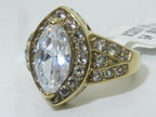 Jewellery Kingdom Marquise Ladies Cz Accents 18kt Steel Pave Sparkling Stamped Ring (Gold) - Jewelry Rings - British D'sire