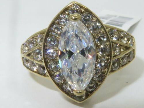 Jewellery Kingdom Marquise Ladies Cz Accents 18kt Steel Pave Sparkling Stamped Ring (Gold) - Jewelry Rings - British D'sire Main image