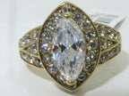 Jewellery Kingdom Marquise Ladies Cz Accents 18kt Steel Pave Sparkling Stamped Ring (Gold) - Jewelry Rings - British D'sire