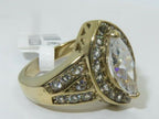 Jewellery Kingdom Marquise Ladies Cz Accents 18kt Steel Pave Sparkling Stamped Ring (Gold) - Jewelry Rings - British D'sire