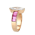 Jewellery Kingdom Marquise Pink Sapphire Steel Cubic Zirconia Ladies Rose Gold Ring - Jewelry Rings - British D'sire