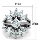 Jewellery Kingdom Marquise Princess Engagement Wedding Bands Stainless Steel Ladies Ring Set - Engagement Rings - British D'sire