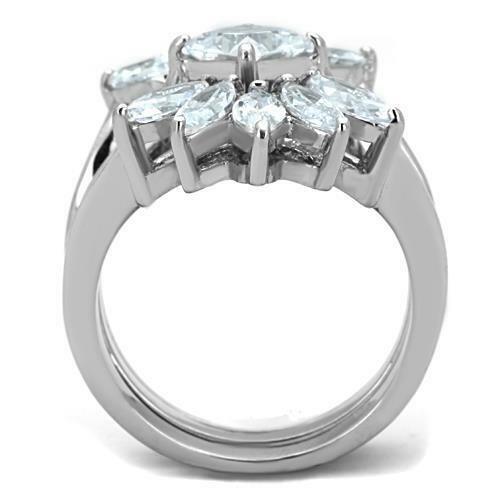 Jewellery Kingdom Marquise Princess Engagement Wedding Bands Stainless Steel Ladies Ring Set - Engagement Rings - British D'sire