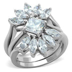 Jewellery Kingdom Marquise Princess Engagement Wedding Bands Stainless Steel Ladies Ring Set - Engagement Rings - British D'sire