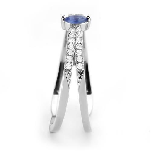 Jewellery Kingdom Marquise Sapphire Blue Cubic Zirconia Dress Stainless Steel Band Ring Secondary image