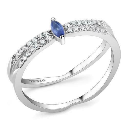 Jewellery Kingdom Marquise Sapphire Blue Cubic Zirconia Dress Stainless Steel Band Ring - Jewelry Rings - British D'sire Main image