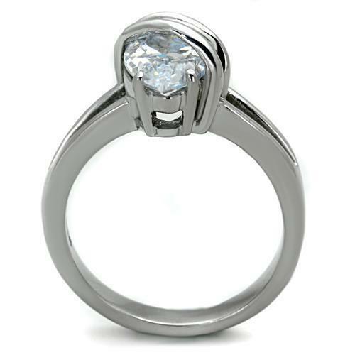 Jewellery Kingdom Marquise Solitaire Simulated Diamond Engagement Stainless Steel Ring - Jewelry Rings - British D'sire