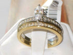 Jewellery Kingdom Marquise Stainless Steel 18kt Gold Engagement Wedding 2pc Ring Set (Yellow) - Jewelry Rings - British D'sire