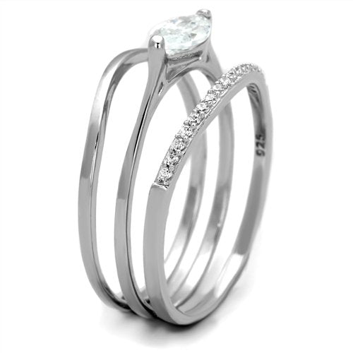 Jewellery Kingdom Marquise Wedding Band Sterling Cubic Zirconia 1 carat Ladies Ring Set (Silver) - Jewelry Rings - British D'sire