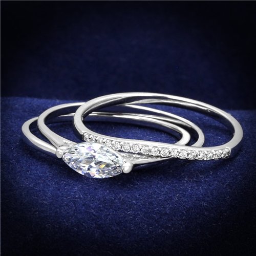 Jewellery Kingdom Marquise Wedding Band Sterling Cubic Zirconia 1 carat Ladies Ring Set (Silver) - Jewelry Rings - British D'sire