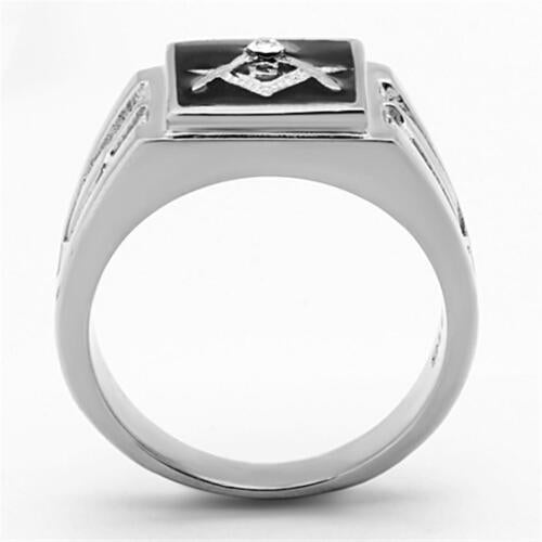 Jewellery Kingdom Masonic Diamond Silver Onyx Signet Pinky Stainless Steel Military Mens Ring Secondary image