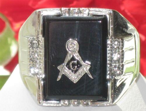 Jewellery Kingdom Masonic Mens Onyx Signet Pinky Military Masons Stainless Steel Ring (Silver) - Jewelry Rings - British D'sire