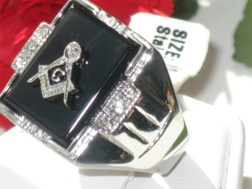 Jewellery Kingdom Masonic Mens Onyx Signet Pinky Military Masons Stainless Steel Ring (Silver) - Jewelry Rings - British D'sire