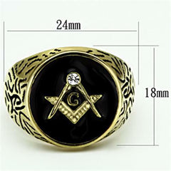 Jewellery Kingdom Masonic Onyx Cz Signet 18kt Steel Miliary Round Mans All Sizes Ring - Jewelry Rings - British D'sire