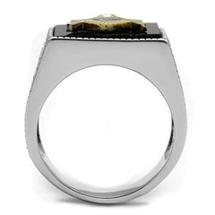 Jewellery Kingdom Masonic Onyx Signet Pinky Diamond Masons Emerald Cut Steel Ring (Silver) - Jewelry Rings - British D'sire