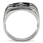 Jewellery Kingdom Masonic Onyx Signet Pinky Simulated Diamonds Masons Ring (Silver) - Jewelry Rings - British D'sire