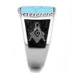 Jewellery Kingdom Masonic Turquoise Greek Key Blue Signet Pinky Classy Unique Mens Ring - Jewelry Rings - British D'sire