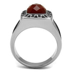 Jewellery Kingdom Menes Agate Signet Silver Stainless Steel Mans Semi Precious Ring (Red) - Jewelry Rings - British D'sire