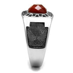 Jewellery Kingdom Menes Agate Signet Silver Stainless Steel Mans Semi Precious Ring (Red) - Jewelry Rings - British D'sire
