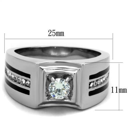 Jewellery Kingdom Mens 1 Carat Signet Pinky Stainless Steel Cz Silver Ring - Jewelry Rings - British D'sire
