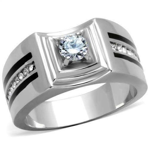 Jewellery Kingdom Mens 1 Carat Signet Pinky Stainless Steel Cz Silver Ring - Jewelry Rings - British D'sire Main image
