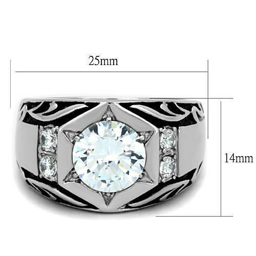 Jewellery Kingdom Mens 10ct Cz Stainless Steel Signet Pinky All Sizes Stamped Ring (Silver) Secondary image