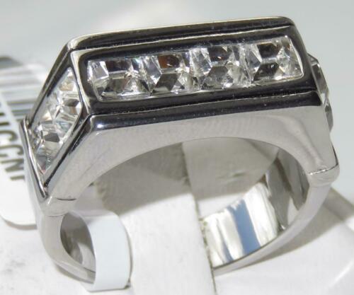 Jewellery Kingdom Mens 10mm Cubic Zirconia Stainless Steel Square Signet Pinky Ring (Silver) - Jewelry Rings - British D'sire