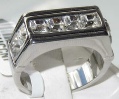 Jewellery Kingdom Mens 10mm Cubic Zirconia Stainless Steel Square Signet Pinky Ring (Silver) - Jewelry Rings - British D'sire