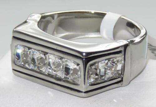 Jewellery Kingdom Mens 10mm Cubic Zirconia Stainless Steel Square Signet Pinky Ring (Silver) - Jewelry Rings - British D'sire