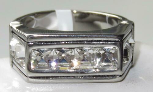 Jewellery Kingdom Mens 10mm Cubic Zirconia Stainless Steel Square Signet Pinky Ring (Silver) - Jewelry Rings - British D'sire