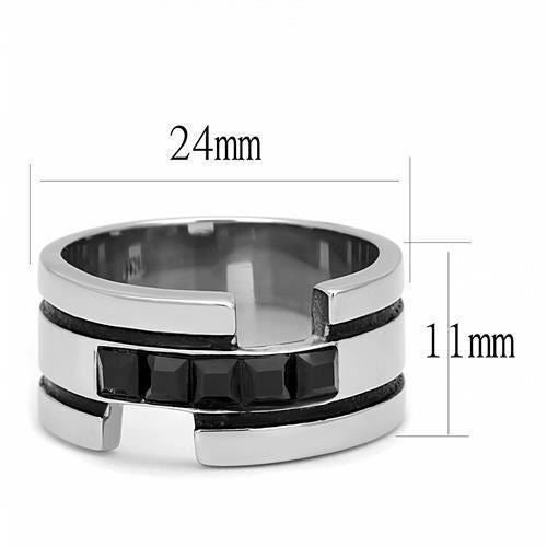 Jewellery Kingdom Mens 11mm Band Cz Jet Stainless Steel Square Thumb Wedding Ring (Black) Secondary image