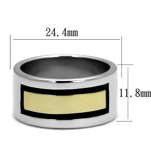 Jewellery Kingdom Mens 12mm Band Stainless Steel Onyx Wedding Thumb Signer Pinky Ring (Gold) Secondary image