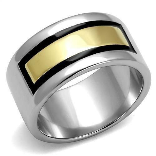 Jewellery Kingdom Mens 12mm Band Stainless Steel Onyx Wedding Thumb Signer Pinky Ring (Gold) - Jewelry Rings - British D'sire