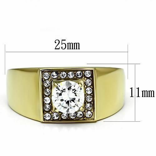 Jewellery Kingdom Mens 2 Carat Cz Signet Pinky Steel Solid Clear Ring (Gold) Secondary image